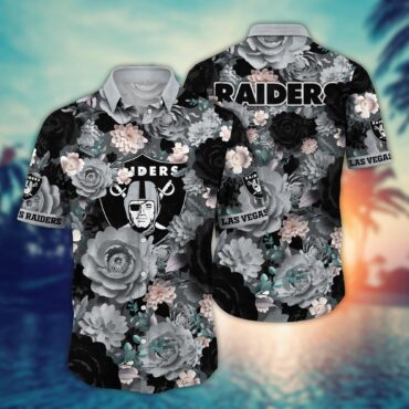 Las Vegas Raiders Midnight Bloom Hawaiian Shirt