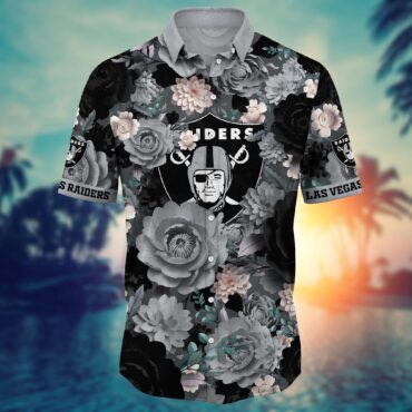 Las Vegas Raiders Midnight Bloom Hawaiian Shirt