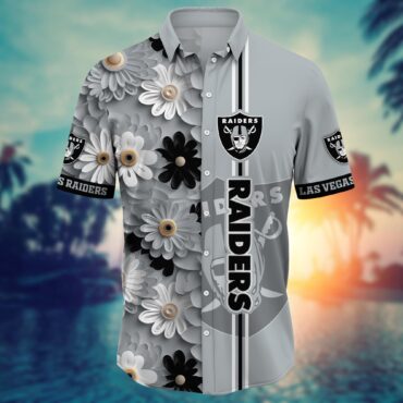 Las Vegas Raiders Modern Floral Stripe Hawaiian Shirt