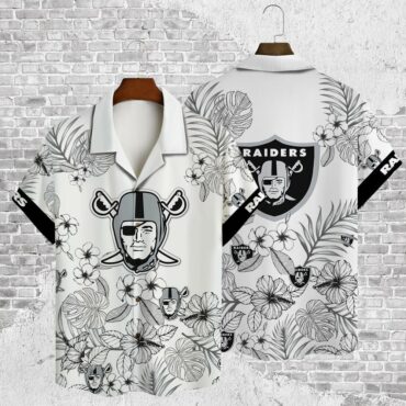 Las Vegas Raiders Monochrome Bloom Hawaiian Shirt