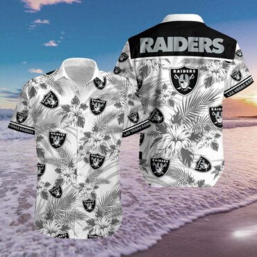 Las Vegas Raiders Monochrome Paradise Hawaiian Shirt