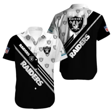 Las Vegas Raiders Monochrome Stripes Hawaiian Shirt