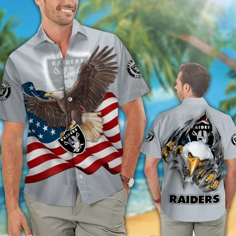 Las Vegas Raiders Patriotic Eagle Hawaiian Shirt