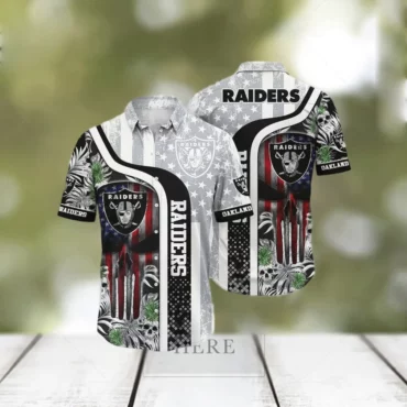 Las Vegas Raiders Patriotic Skull Hawaiian Shirt