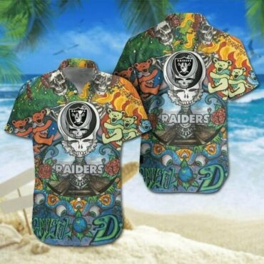 Las Vegas Raiders Psychedelic Bears Hawaiian Shirt