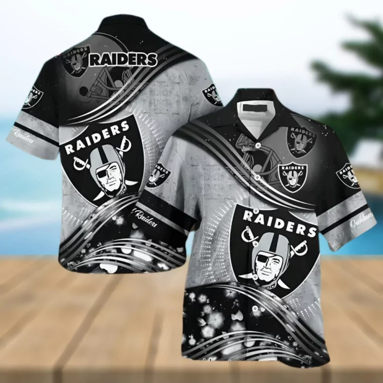 Las Vegas Raiders Silver Wave Hawaiian Shirt