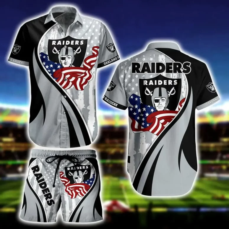 Las Vegas Raiders Stars & Stripes Hawaiian Shirt