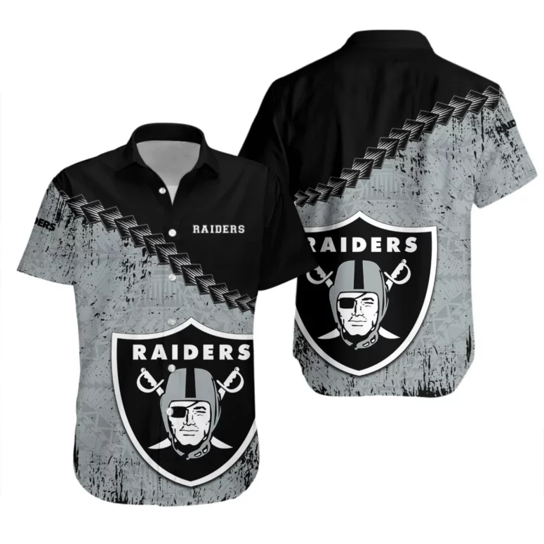 Las Vegas Raiders Steely Gridiron Hawaiian Shirt