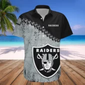 Las Vegas Raiders Steely Gridiron Hawaiian Shirt Front - TeeAloha