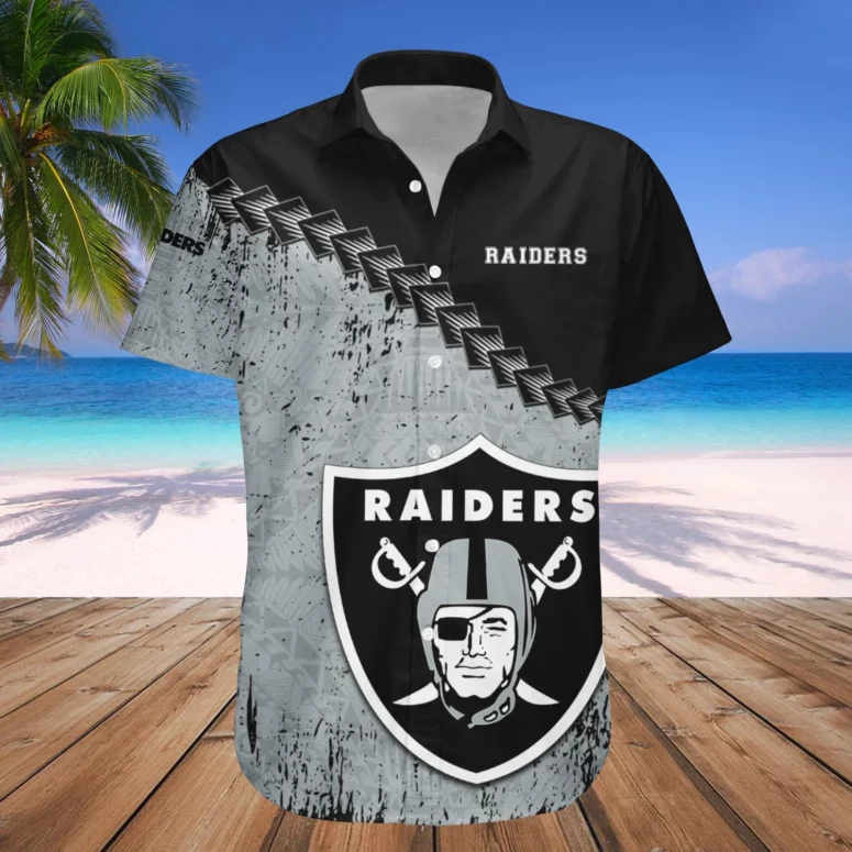 Las Vegas Raiders Steely Gridiron Hawaiian Shirt