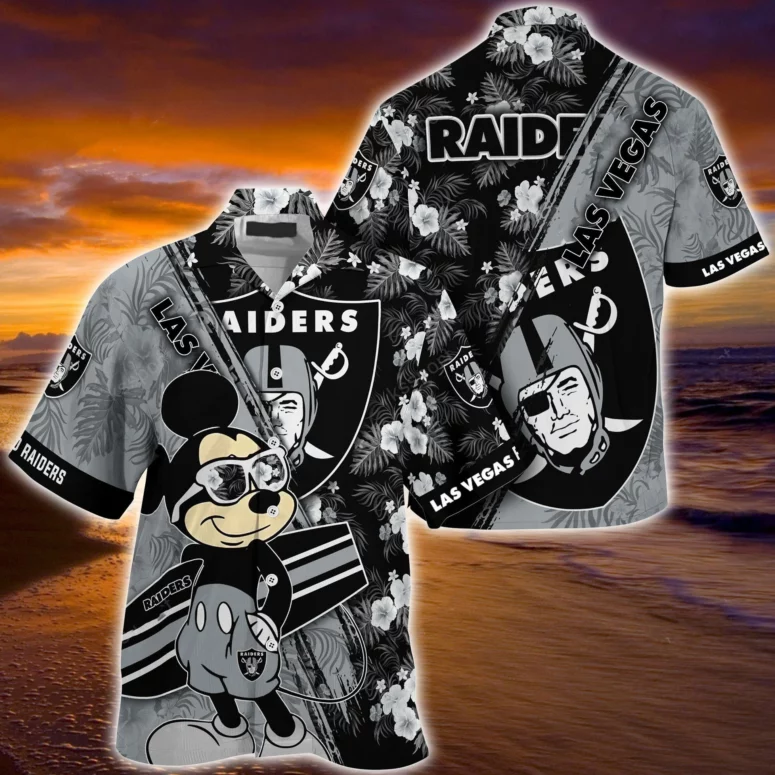 Las Vegas Raiders Sunset Tropical Crossover Hawaiian Shirt