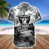 Las Vegas Raiders Tropical Breeze Hawaiian Shirt Front - TeeAloha