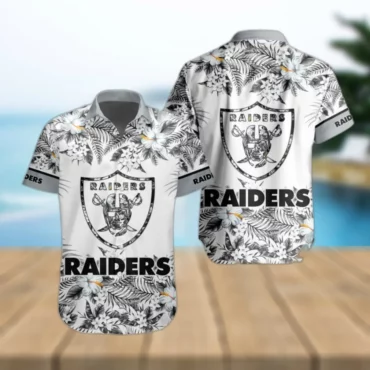 Las Vegas Raiders White Floral Elegance Hawaiian Shirt