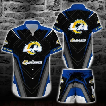 Los Angeles Rams Geometric Precision Hawaiian Shirt