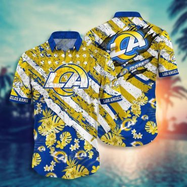 Los Angeles Rams Striped Paradise Hawaiian Shirt