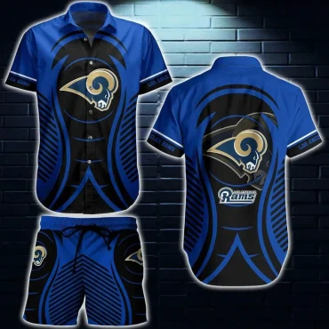 Los Angeles Rams Tribal Waves Hawaiian Shirt