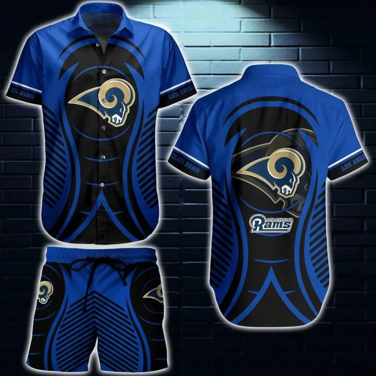 Los Angeles Rams Tribal Waves Hawaiian Shirt