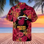 Miami Heat Hibiscus Night Hawaiian Shirt Back - TeeAloha