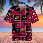 Miami Heat Retro Grid Hawaiian Shirt Front - TeeAloha