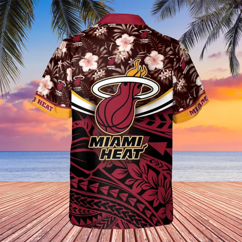 Miami Heat Tribal Bloom Hawaiian Shirt
