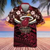 Miami Heat Tribal Bloom Hawaiian Shirt Front - TeeAloha