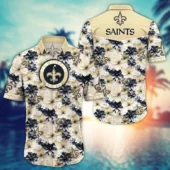 New Orleans Saints Floral Crest Hawaiian Shirt