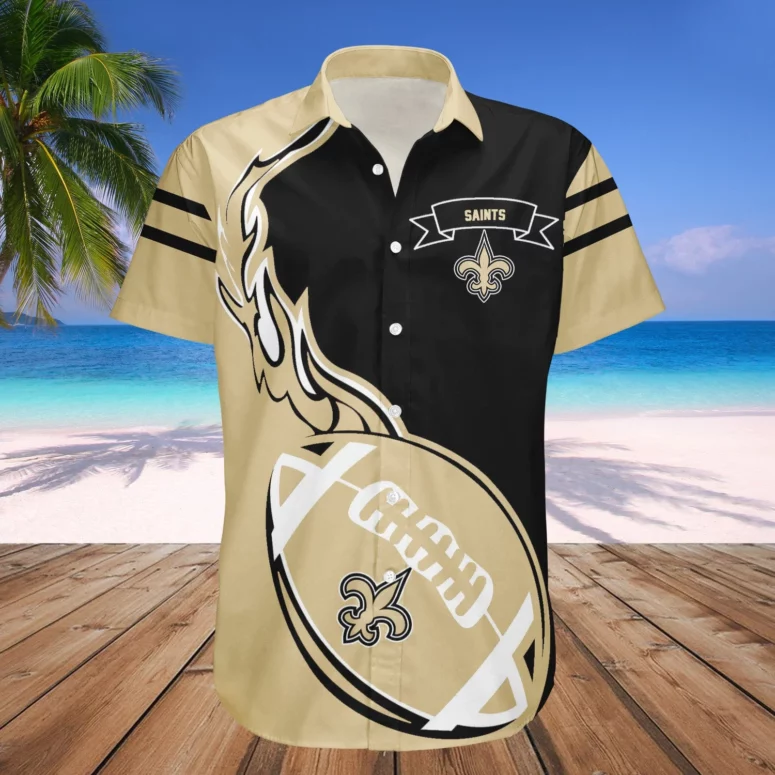 New Orleans Saints Gridiron Flame Hawaiian Shirt