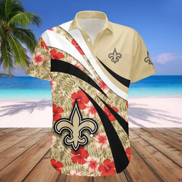 New Orleans Saints Hibiscus Breeze Hawaiian Shirt