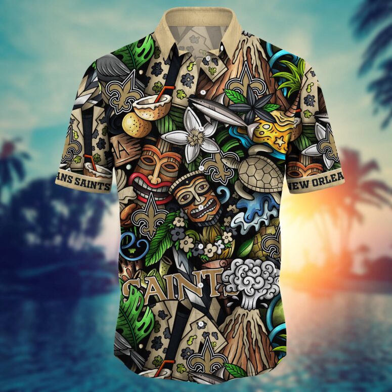 New Orleans Saints Island Tiki Hawaiian Shirt