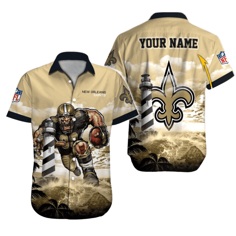 New Orleans Saints Lighthouse Storm Hawaiian Shirt