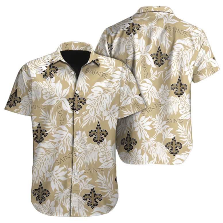 New Orleans Saints Tropical Leaf Hawaiian Shirt