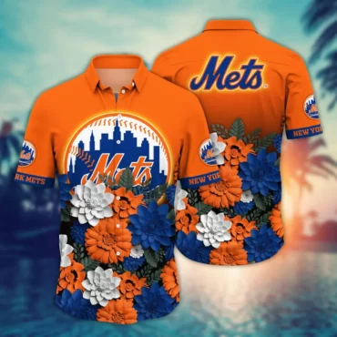 New York Mets Island Blooms Hawaiian Shirt