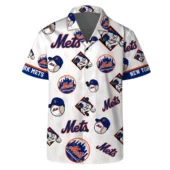 New York Mets Logo Custom Name And Number Hawaiian Shirt Front - TeeAloha