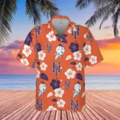 New York Mets Paradise Palm Hawaiian Shirt Front - TeeAloha