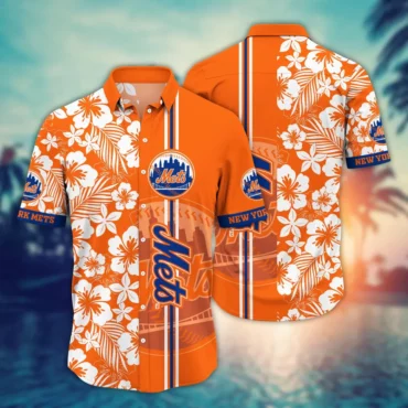 New York Mets Tiki Breeze Hawaiian Shirt