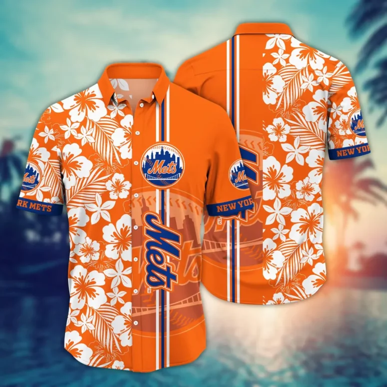 New York Mets Tiki Breeze Hawaiian Shirt