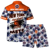 New York Mets Tropic Stars Hawaiian Shirt Back With Short - TeeAloha