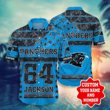 Personalized Carolina Panthers Custom Name And Number Aloha Shirt