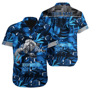 Personalized Indianapolis Colts Blue Wave Floral Hawaiian Shirt