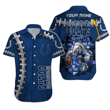 Personalized Indianapolis Colts Blue Wave Island Hawaiian Shirt