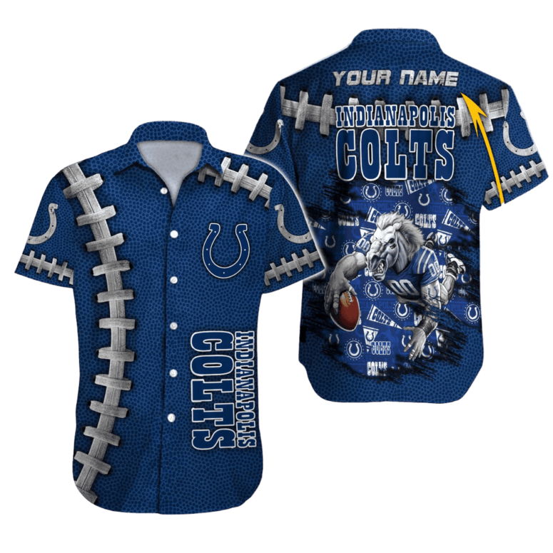 Personalized Indianapolis Colts Blue Wave Island Hawaiian Shirt