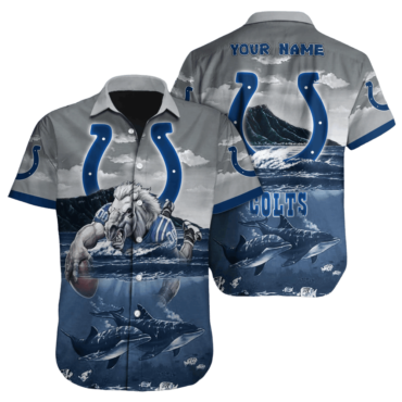 Personalized Indianapolis Colts Sunlit Wave Hawaiian Shirt