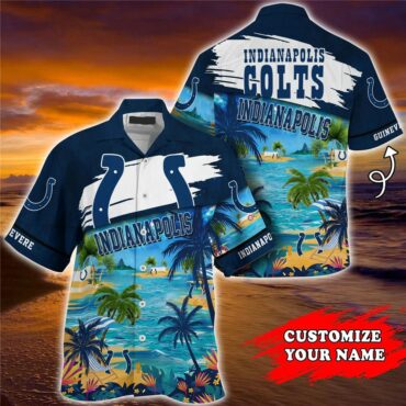 Personalized Indianapolis Colts Sunset Touchdown Hawaiian Shirt