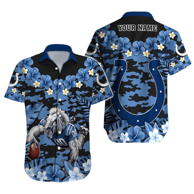 Personalized Indianapolis Colts Tropical Endzone Hawaiian Shirt