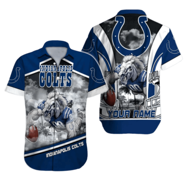 Personalized Indianapolis Colts Tropical Gridiron Hawaiian Shirt