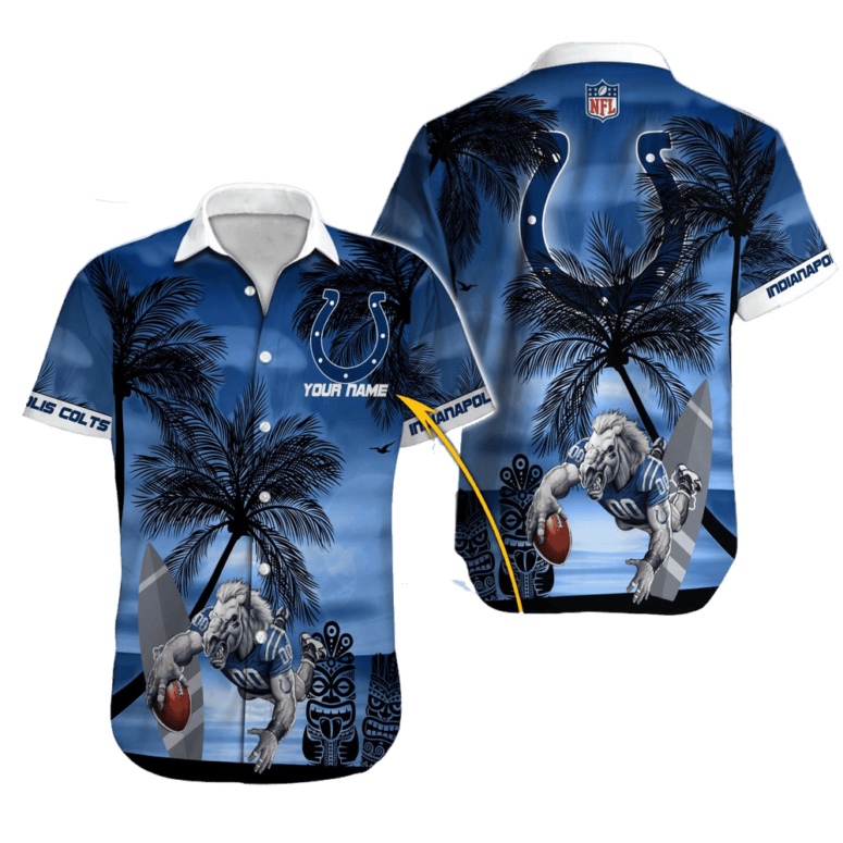 Personalized Indianapolis Colts Tropical Victory Wave Hawaiian Shirt