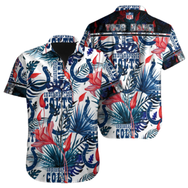 Personalized Indianapolis Colts Tropical Wave Hawaiian Shirt