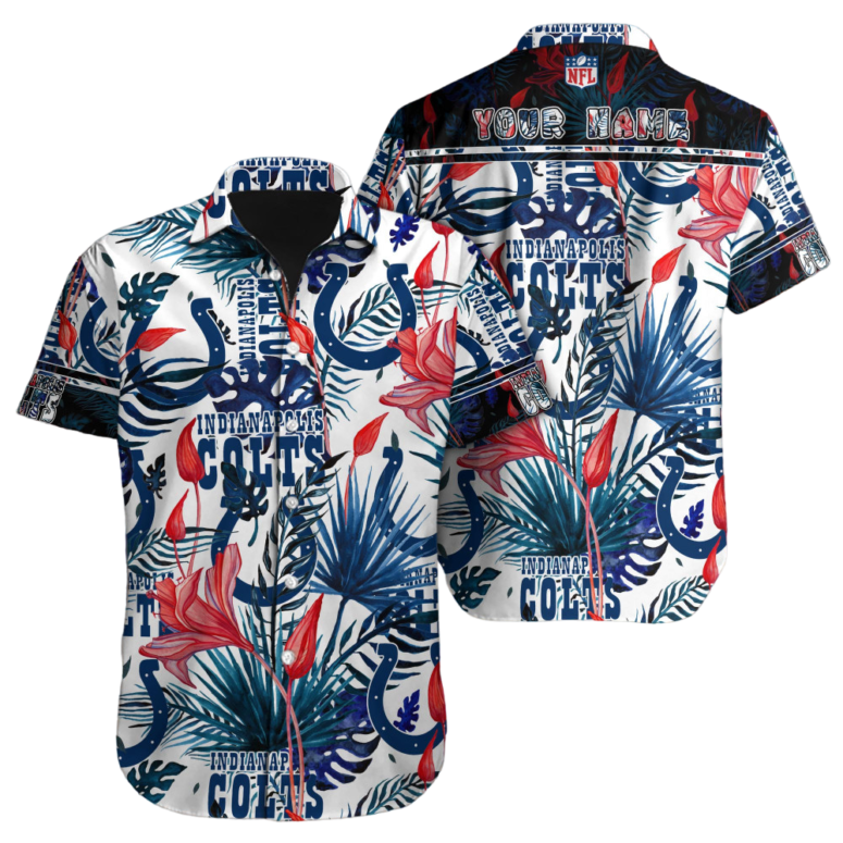 Personalized Indianapolis Colts Tropical Wave Hawaiian Shirt