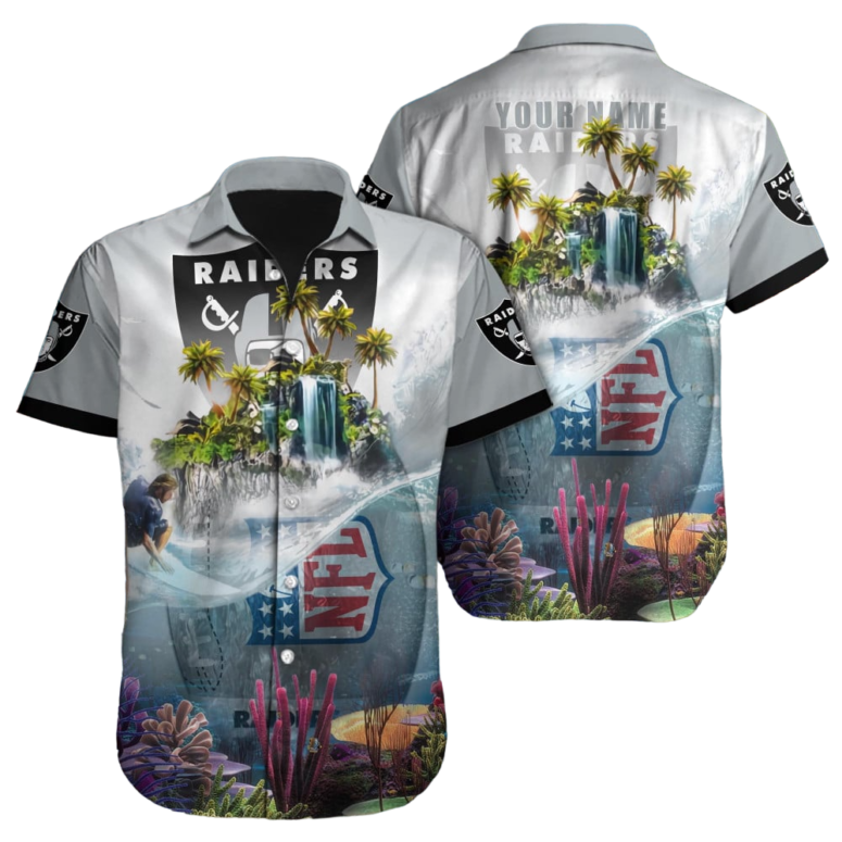 Personalized Las Vegas Raiders Coral Reef Paradise Hawaiian Shirt