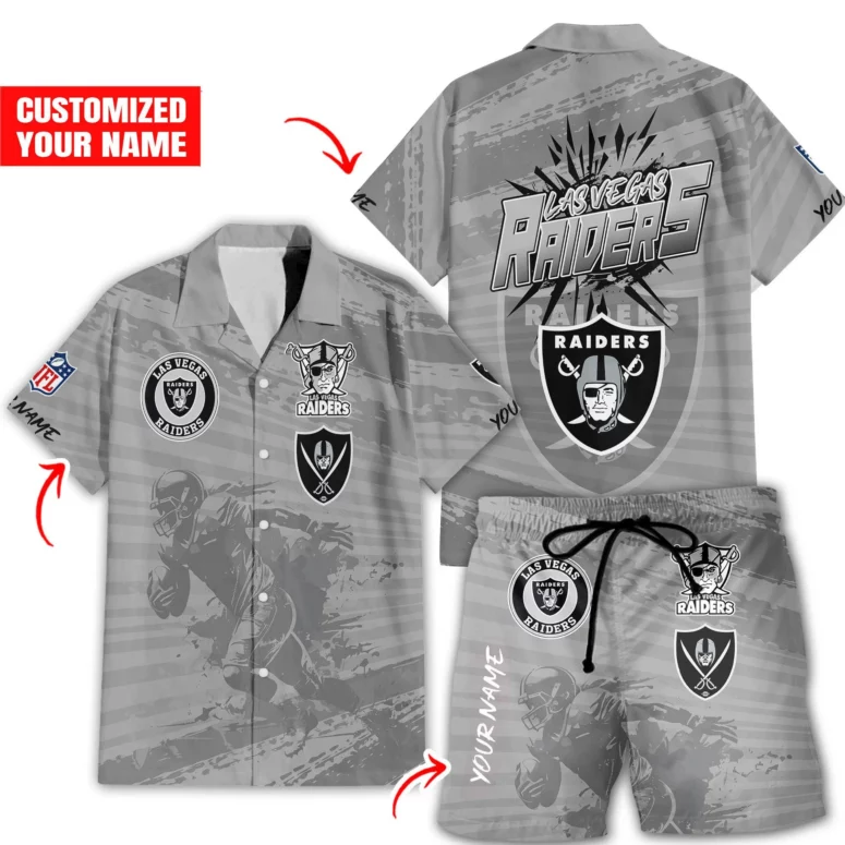 Personalized Las Vegas Raiders Custom Gray Champion Hawaiian Shirt